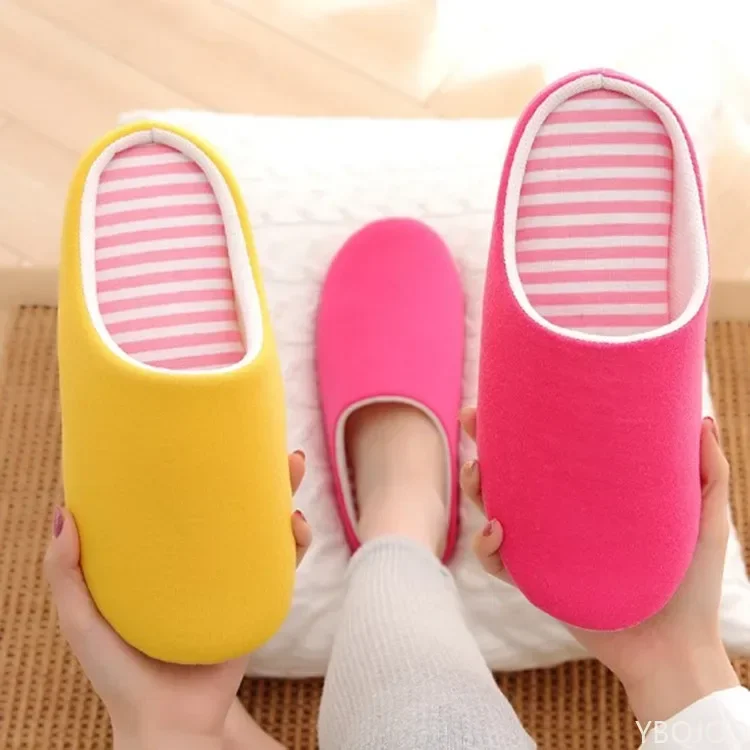 Women Slippers House Soft Home Cotton Slipper Winter Indoor Light Comfort Floor Shoes Men Silence Slides Bedroom Japanese Style