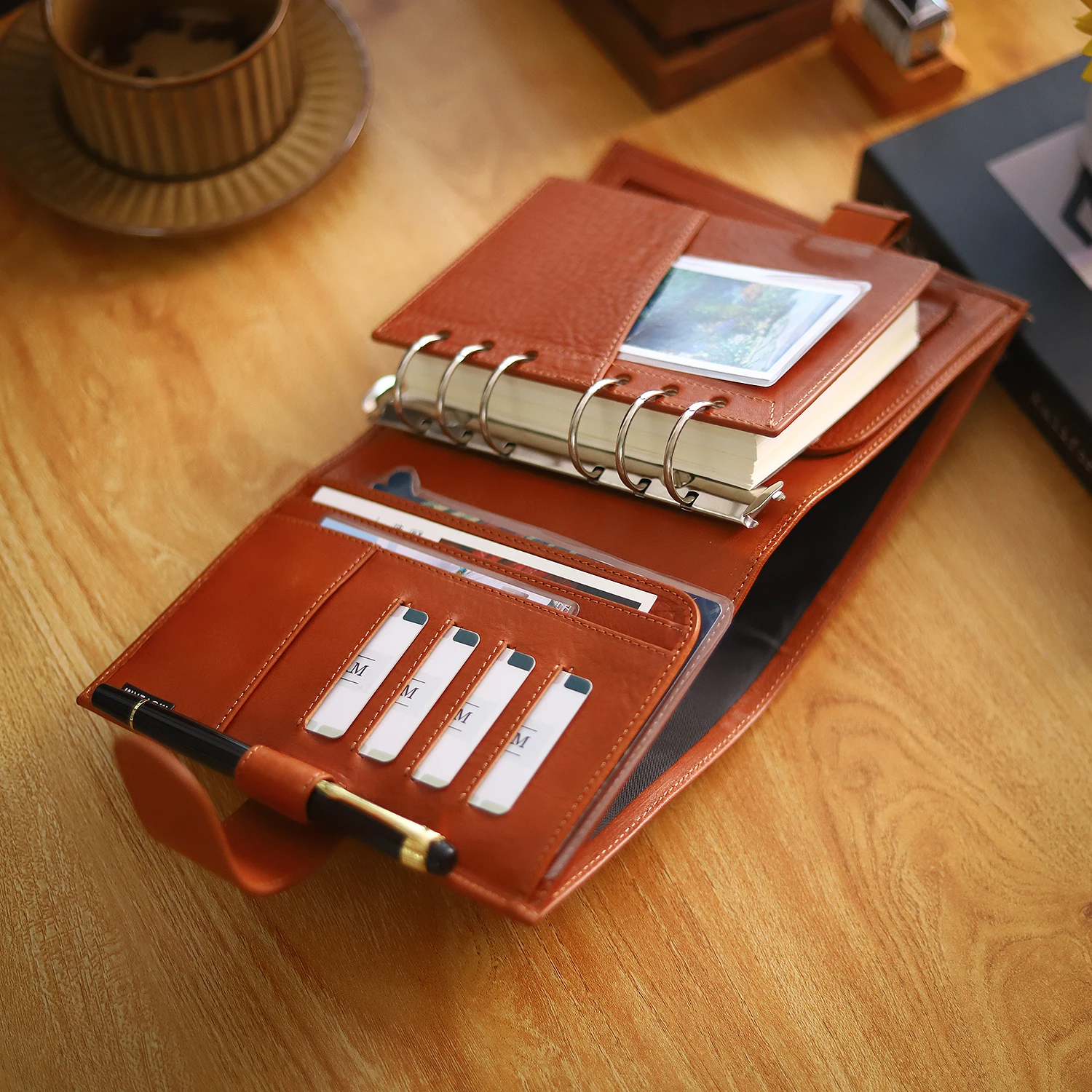 Full Grain Vegetable Tanned Leather Luxe 2.0 A6 Rings Planner with 30 MM Rings Binder Notebook Diary Agenda Organizer