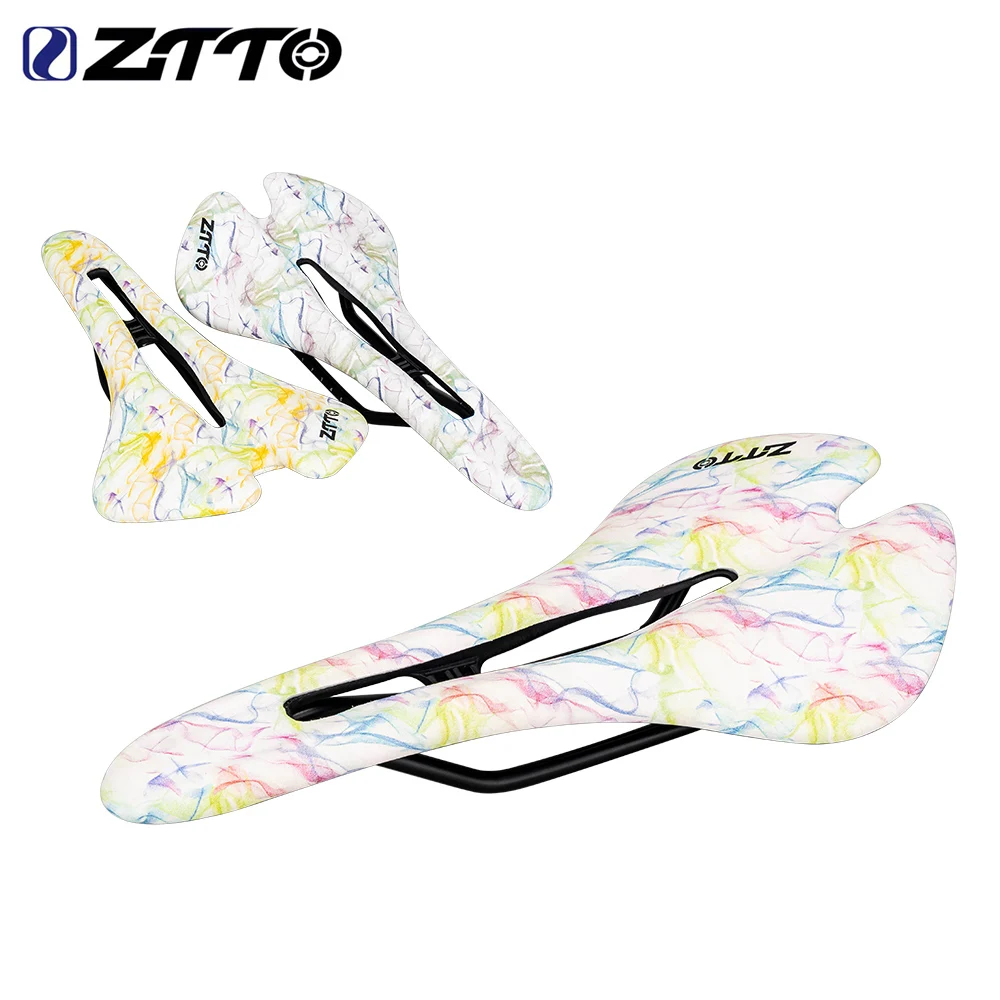 

ZTTO Road Bike Colorful Graffiti Print Saddle Watercolor Lightweight Hollow MTB Bicycle Seat 6610 for Men Women