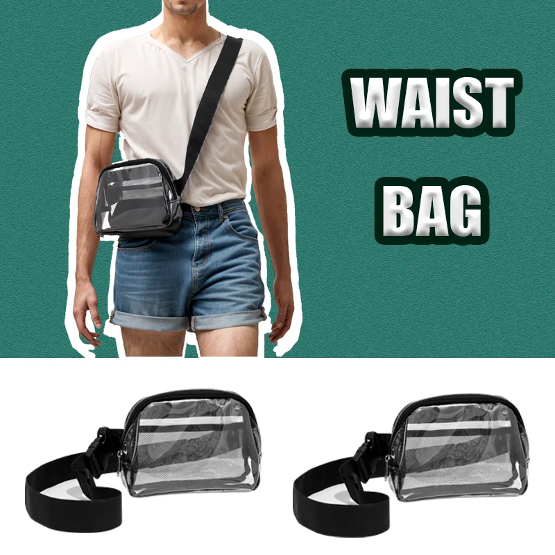 Transparent Waist Bag with Large Capacity Waterproof Storage Chest Bag Sports Waist Bag Clear Bag