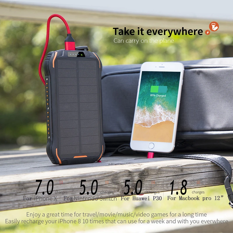 26800mAh Solar Power Bank 10W Wireless Charger Dual USB for iPhone 15 Xiaomi Mi Samsung Portable Charger Powerbank Spare Battery