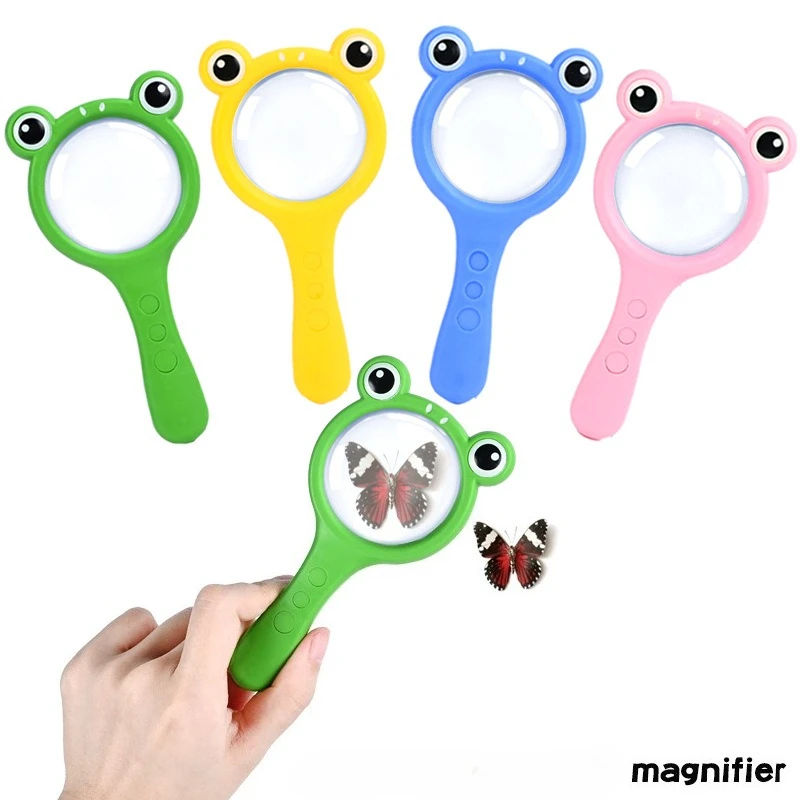 1PC Handheld Magnifier 5X-10X with Non-Slip Cute Cartoon Animal Design Magnifying Glass for Science Education And Experiment Toy