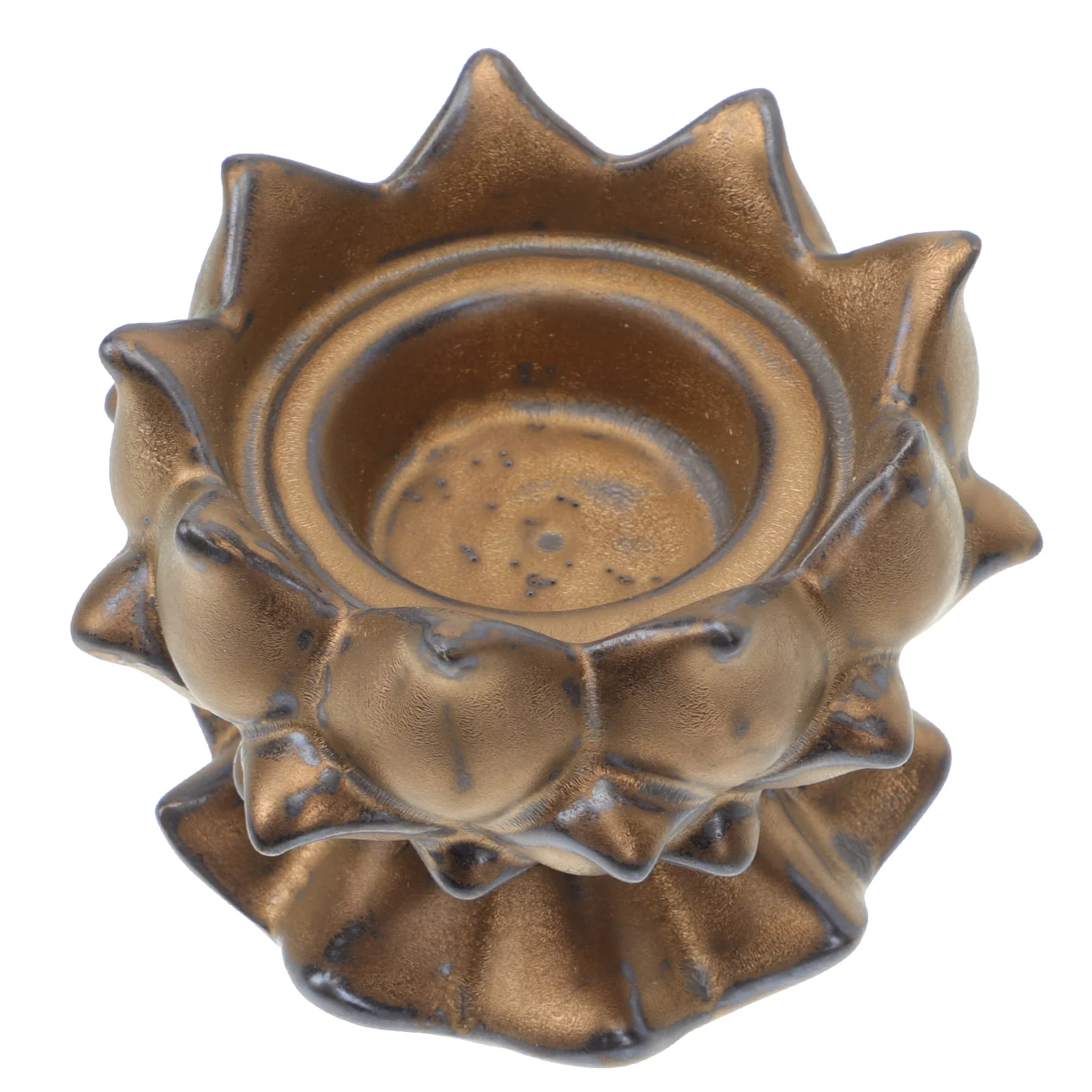 

1Pcs Lotus Candlestick Ceramic Retro Holder for Temple Home Decorative Use Lotus-Shaped Candlestick Buddhism Craft