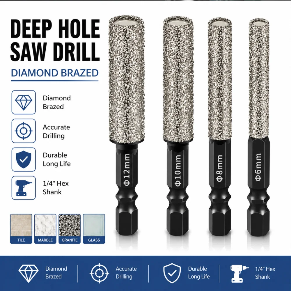 Hexagonal Shank Tile Drilling Polishing Drill Bit Dry-cutting Vitrified Tile Marble Glass Grinding Head Full Sand Edge Grinding