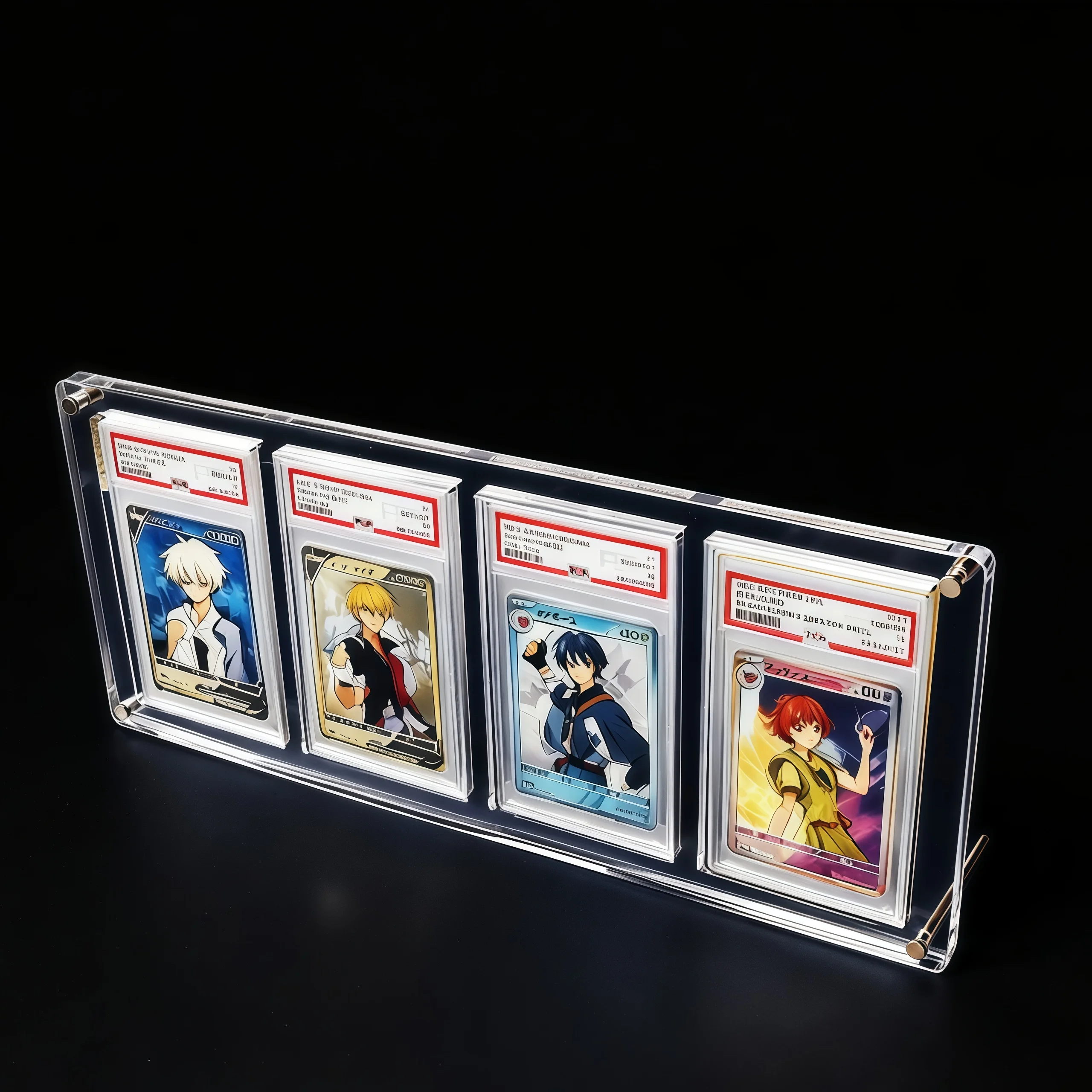 4スロットアクリル製トレーディングカードスタンド-35pt厚仕様究極ディスプレイ-グレーディング済みポケモン、遊戯王用-クリスタルクリアショーケース-ギフト