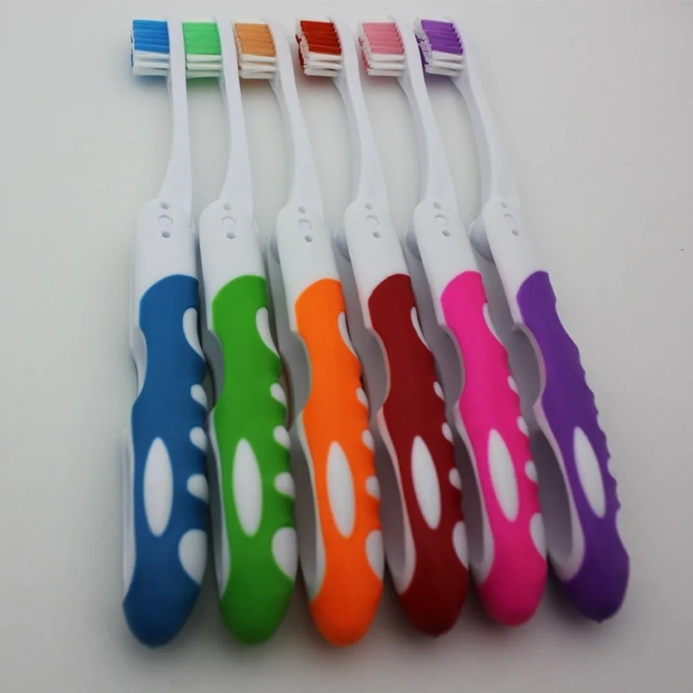 6pcs/set Plastic Folding Toothbrush Mini Full-head Travel Toothbrush Space-Saving Soft-Bristled Tooth Cleaning Tools