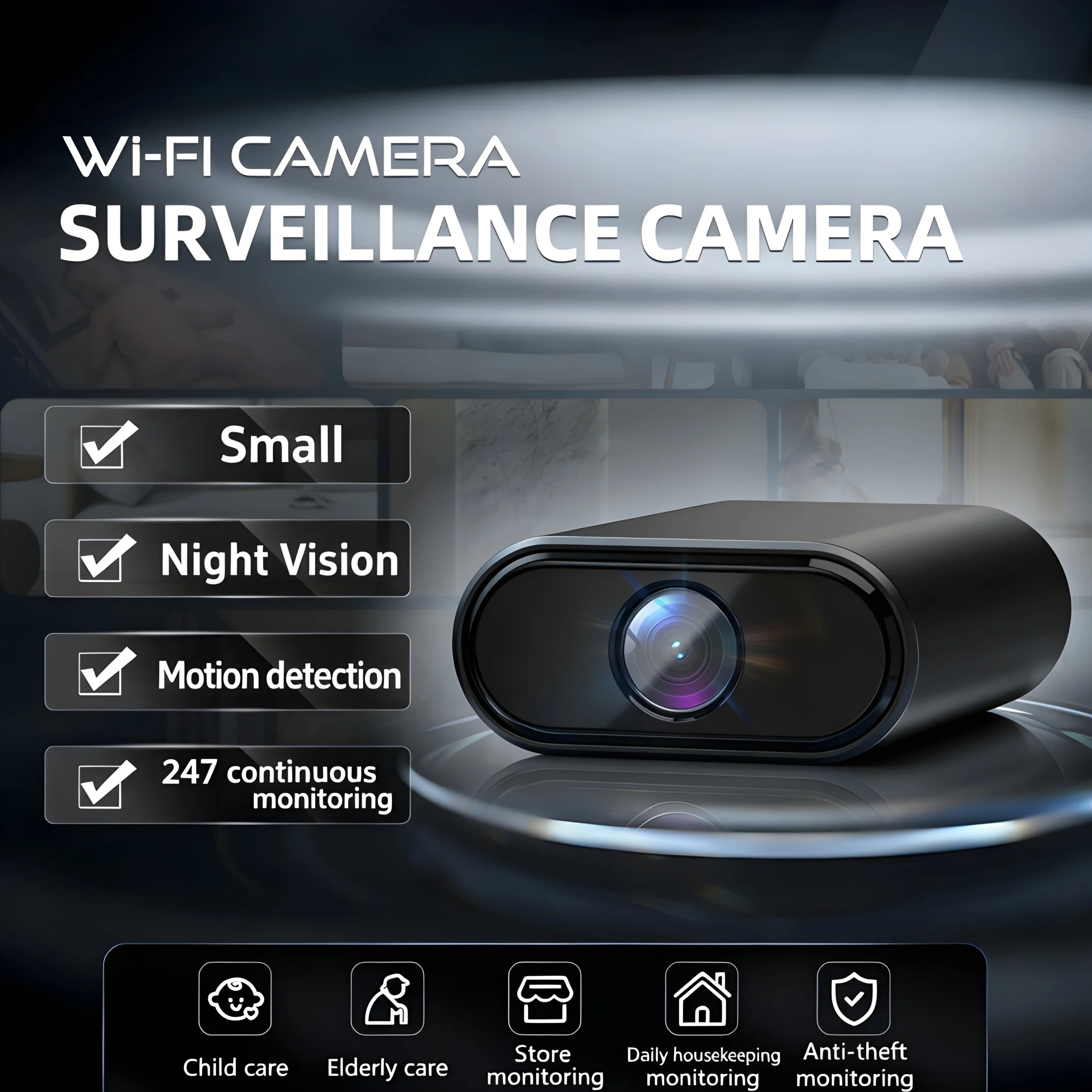 1080P HD Mini Wireless WiFi Camera Night Vision Motion Detection App Remote Monitoring Security Camera for Home Shop Car
