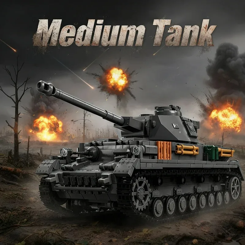 

WWII German Panzer IV Tank Building Set - 2116PCS High Restoration, Modular Quick-Snap, Detailed Interior & Minifigure, MOC DIY