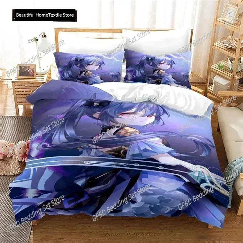 Luxury New 3D Print Anime Genshin Impact Paimon Bedding Set Duvet Cover Bedroom Covers Single Twin King ​Size Quilt Cover