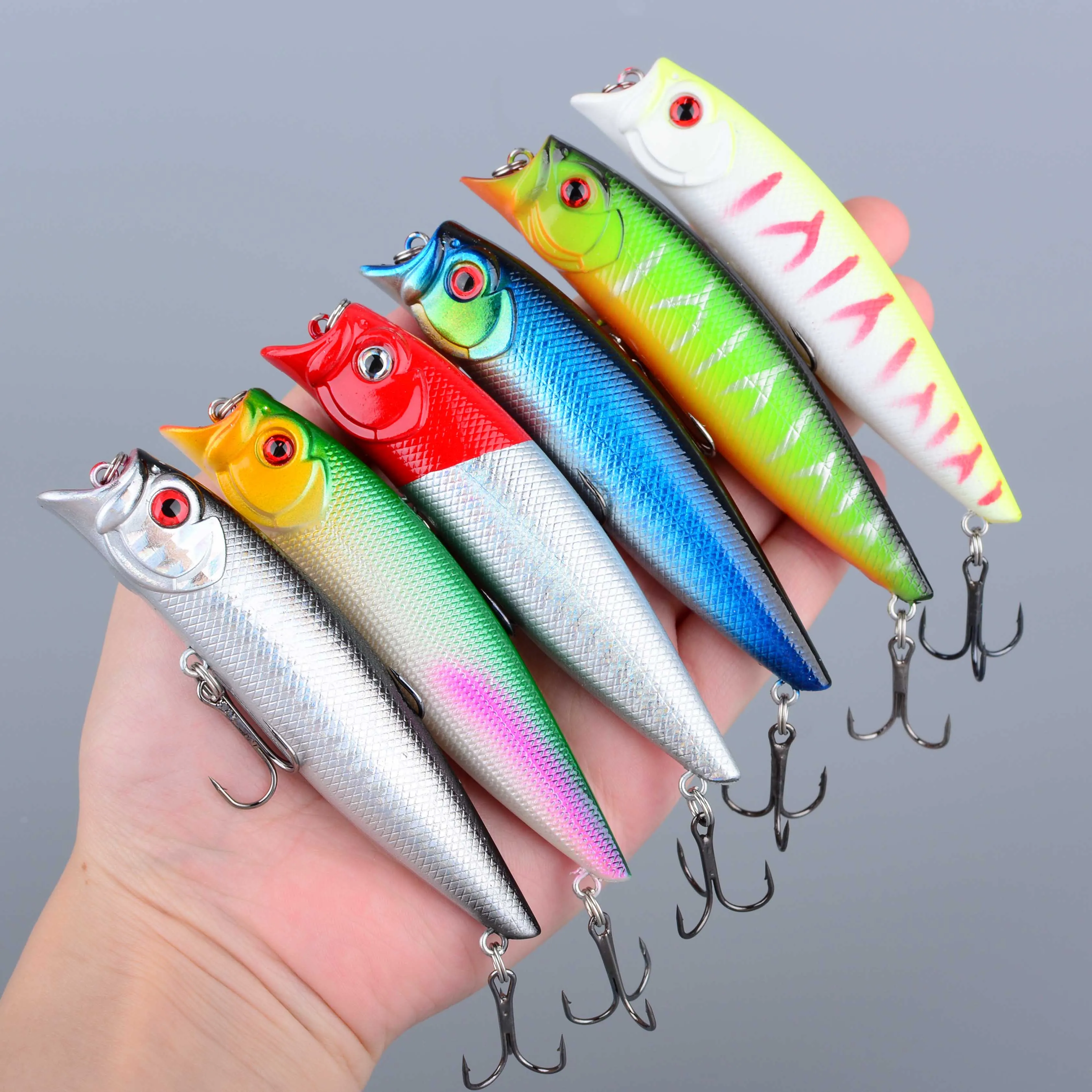 1Pcs Floating Popper Fishing Lure 12g 9cm Hard Wobblers Crankbaits Artificial Bait Hooks Fishing Tackle  For Perch