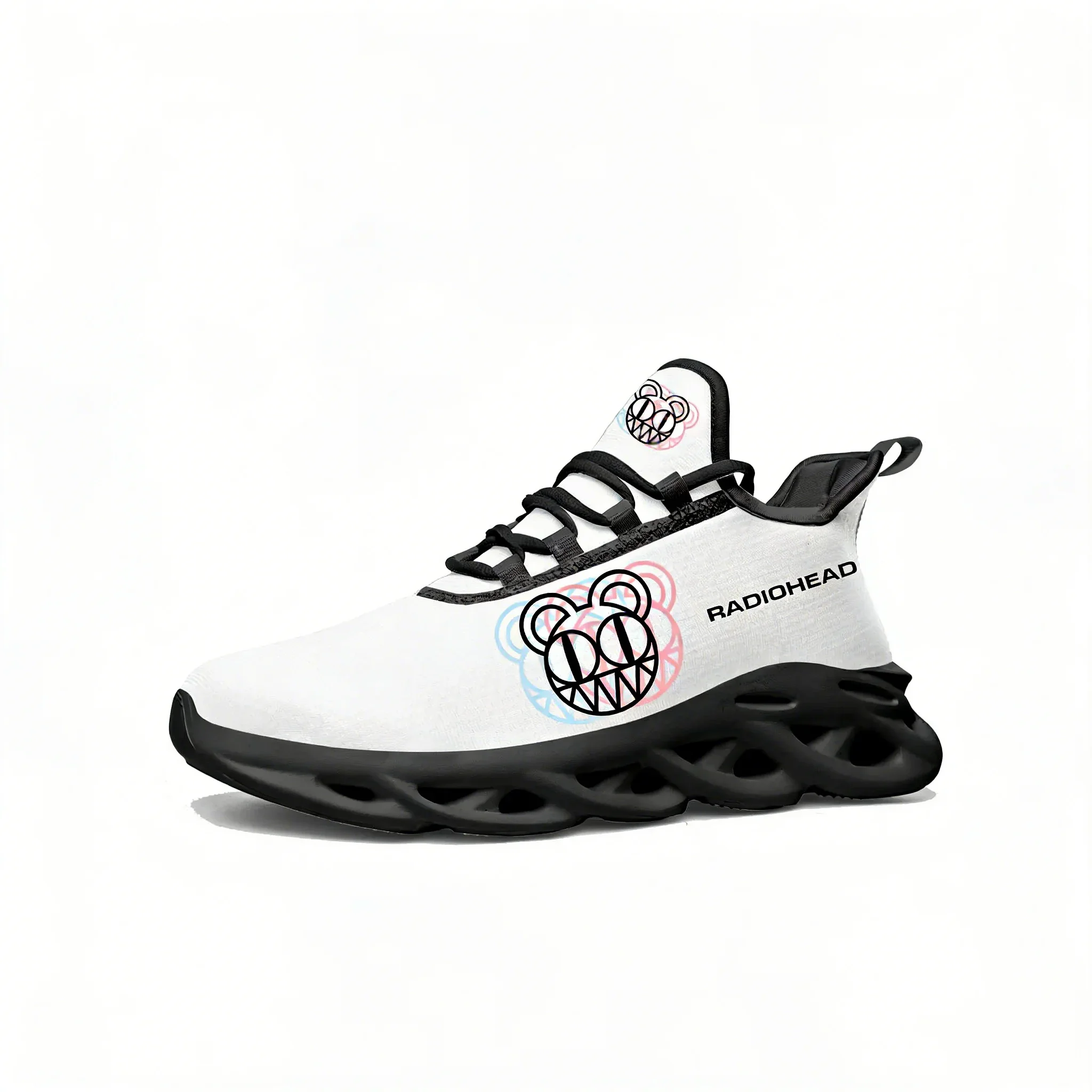 Radiohead Rock Band Lace Mesh Shoes Flat Sneaker Mens Womens Running Shoes Sport Sneakers High Quality Customized Footwear Black
