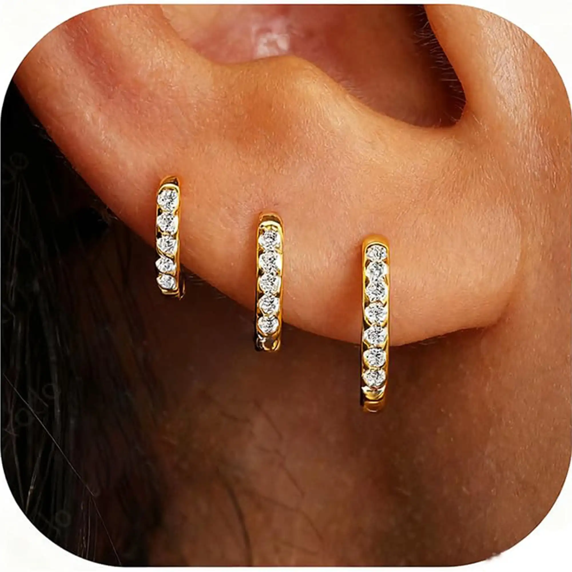 Pairs Hoop Earrings for Women CZ Small Huggie Cartilage S925 Sterling Silver Post Hypoallergenic Earrings Set for Multiple Piercing Birthday Jewelry Gifts Teen Her Ideas