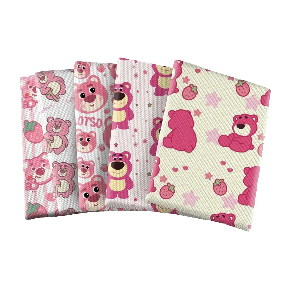 Toy Story Bear Lotso Disney Cartoon Design Printed Bullet Textured Fabric Patchwork Tissue Kids Textile