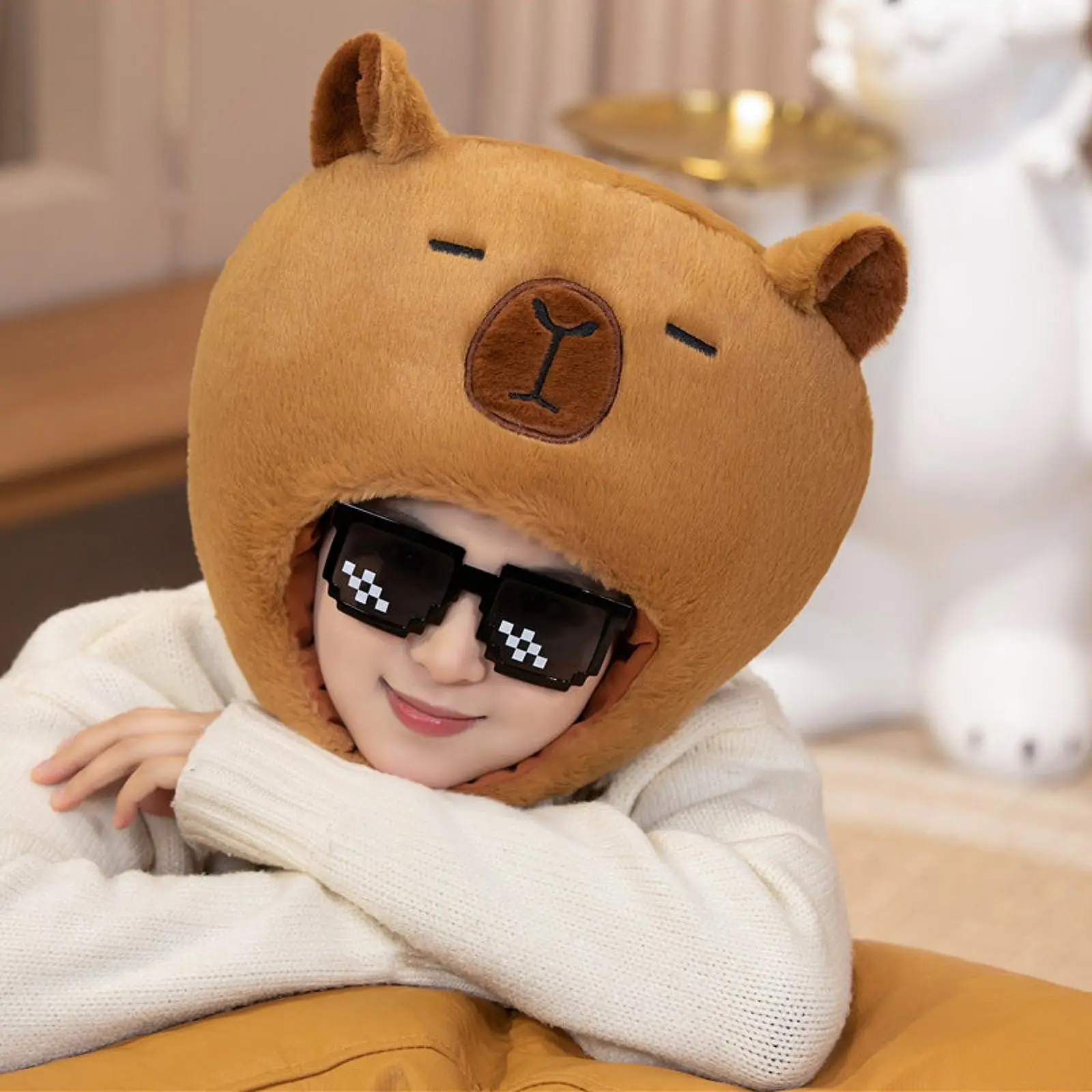 قبعة كابيبارا الإبداعية اللطيفة هدية قبعة السيلفي ديكور مضحك صور الدعامة زي قبعة لعطلة كرنفال فستان أداء الحفلات