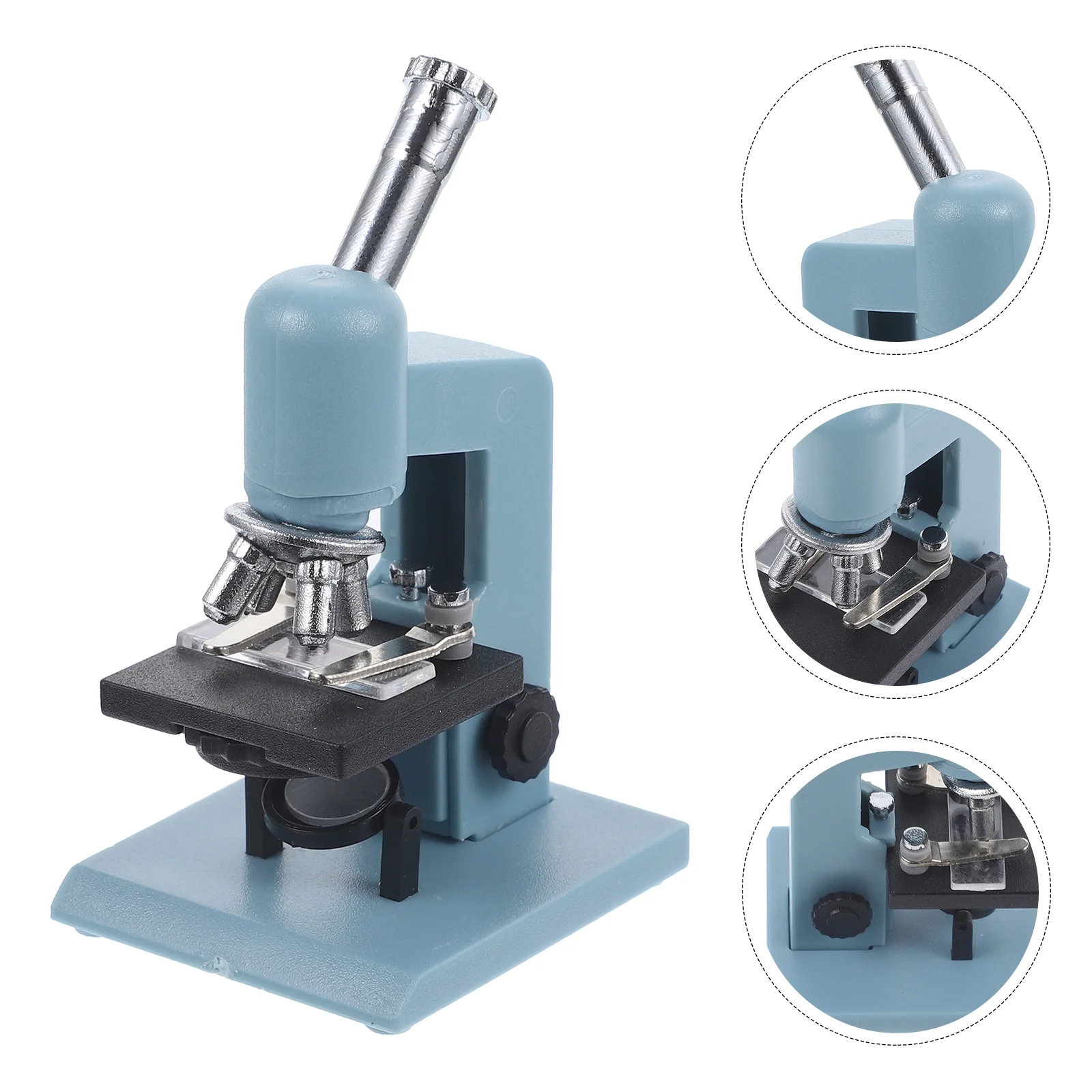 Miniaturowy biały mikroskop symulacyjny Domek dla lalek Scena eksperymentu Dekoracyjny model zabawki Realistyczne akcesoria do zabawy Mini dom