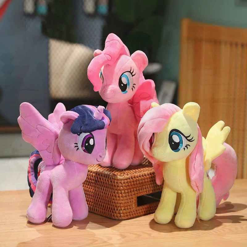 My Little Pony Plush Doll Set, 3pcs Twilight Sparkle Pinkie Pie Fluttershy Soft Stuffed Figure Toy, Home Decor Gift for Girls