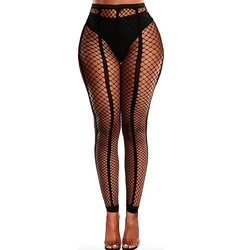 Nine Point Tights Wide Striped Pantyhose Medium Large Net Legging Fishnet Lingerie Sexy Female Bodystockings New Black White Red
