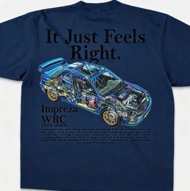 2026 Herren- und Damen-Retro-Rally-Rennmuster-T-Shirt mit Rückendruck, locker sitzendes Street-T-Shirt mit weitem Halsausschnitt – Detail 5