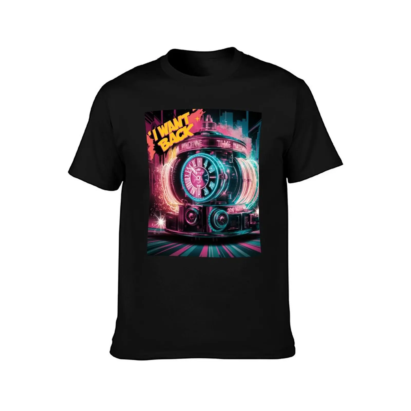 Nostalgic Time Machine Adventure T-Shirt Big Size Crew Neck T-Shirt