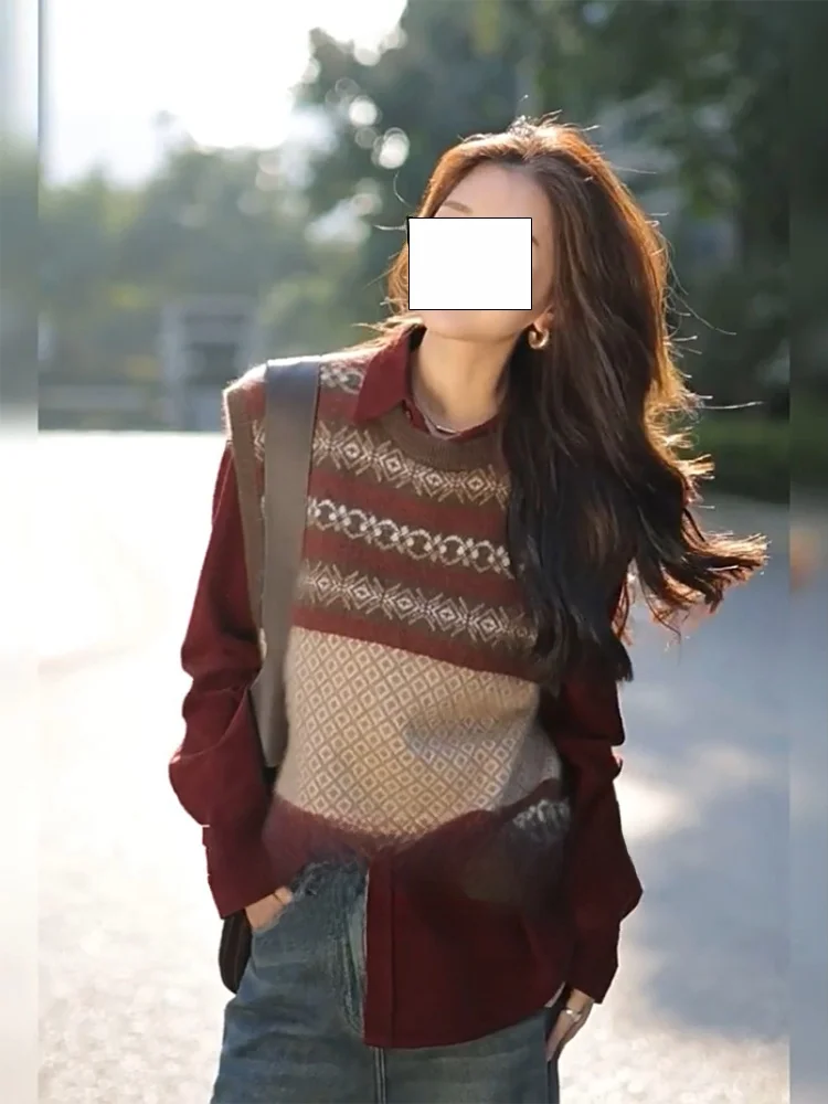 

Women's Knitted Sweater Vest 2026 New Spring Autumn Layering Base Shirt Inner Wear Slim Fit Commute Style No Sleeve Top