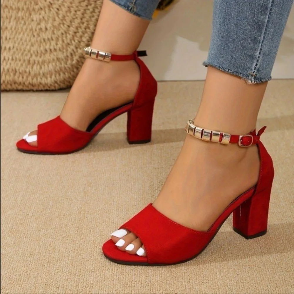 SIZE 45 New Summer Sexy Fish Mouth Shoes Hollow Roman Sandals Thick Beaded Open Toe High Heels Women Summer Sexy Women's Sandals