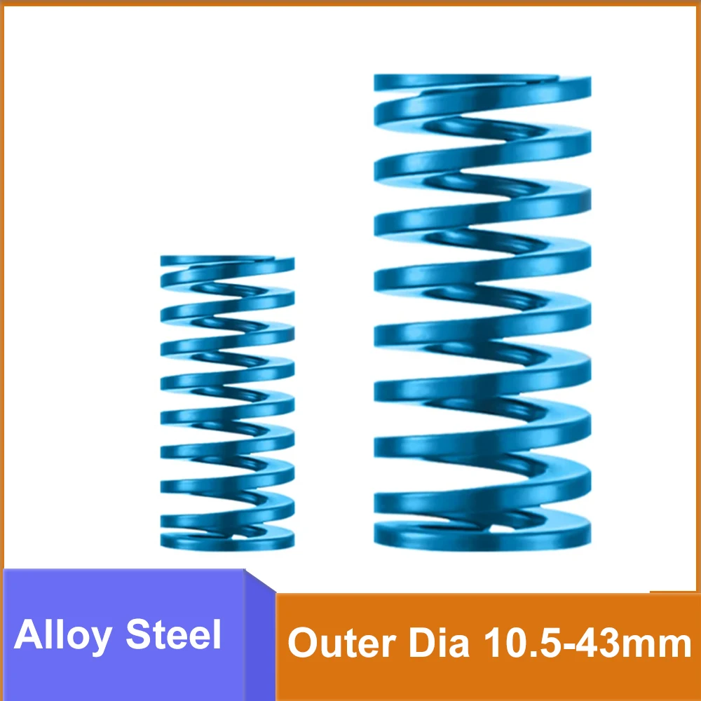 1pcs Sky Blue Mold Spring Outer Dia 10.5-43mm Alloy Steel Rectangular Helical Compression Heavy Duty Die Spring Length 15-175mm