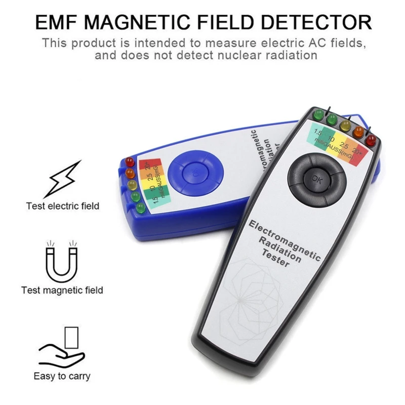 Portátil EMF Gauss Medidor, K2 campo eletromagnético Detector, caça, 5 LED