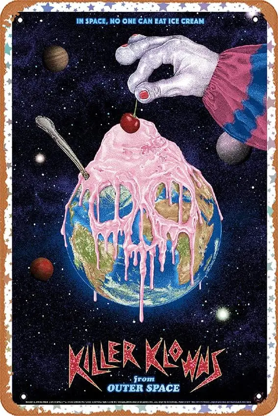 Retro Metal Tin Sign Killer Klowns from Outer Space Movies Poster Classic Film Decorative Funny Retro Signs for Men Women 8 sign