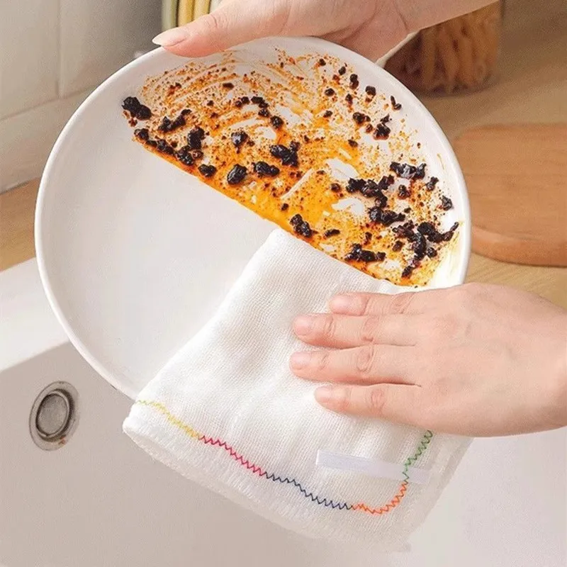 Kitchen cleaning cloth Super absorbent cotton yarn towel non-stick oil tray towel rag rag Napkin tableware Household cleaning