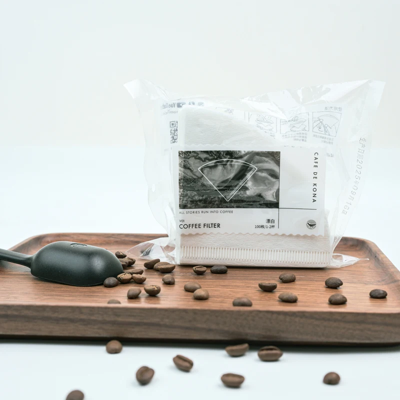 CAFEDEKONA Pour-Over Coffee Filters V01 Drip-Type Coffee Filters Compatible with V-Shaped Cups 100 Sheets per Pack for Home Use