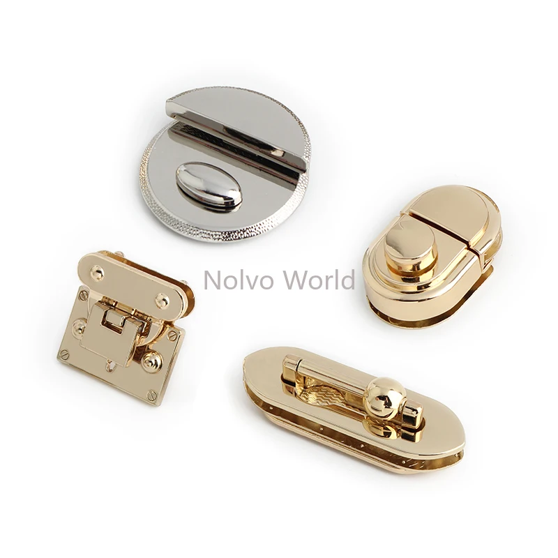 Silver/Gold Flower/Butterfly/Oval Shape Various Designs Shiny Twist Lock For Clutches Bags Purse Press Push Locks Accessories
