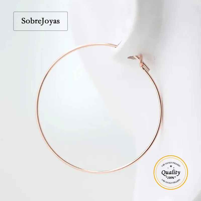 

14K Rose Gold Filled Hoop Earring Components round Ear Wire Beading DIY Jewelry Findings Bulk Wholesale 15/20/25/30/45mm