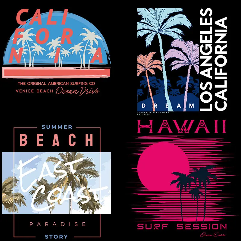 Iron-on adesivos para decoração de roupas DIY, American Surf Co, Summer Beach, Costa Leste Sessão de Surf, Venice Beach, o original