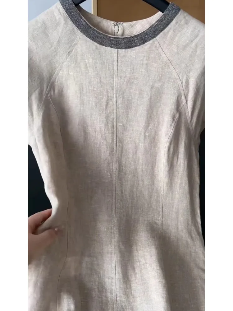 Ele Simple t-shirt Dr abricot décontracté jupe longue taille haute a-ligne été nouveauté femmes Faion Dr