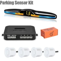 New LED Parking Sensor System Backlight Parktronic Monitor Display Kit Backup Detector Assistant 4 Probes 4