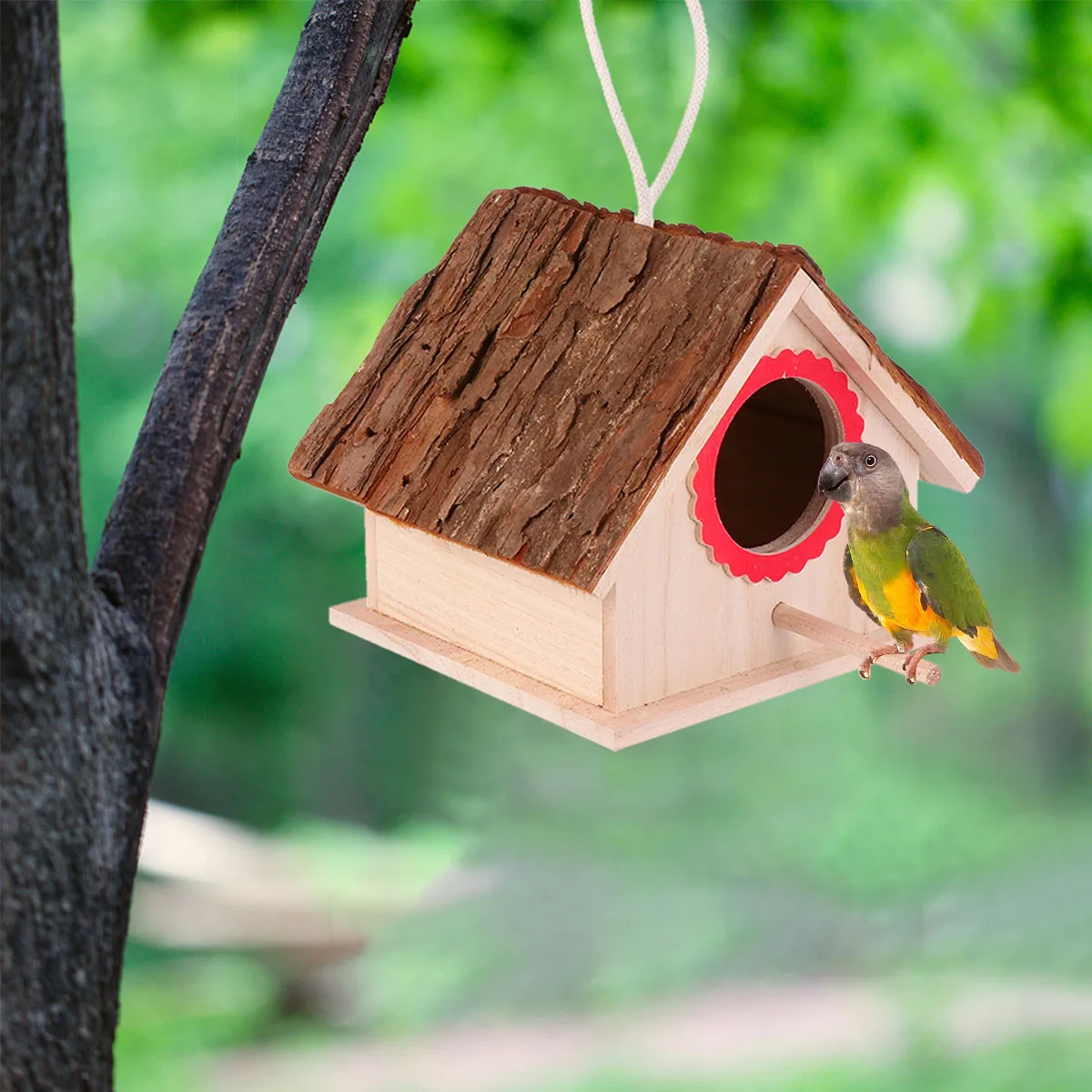 

Solid Wood Bird Nest House for Cage Birds Decoration Decorate Craft Wooden