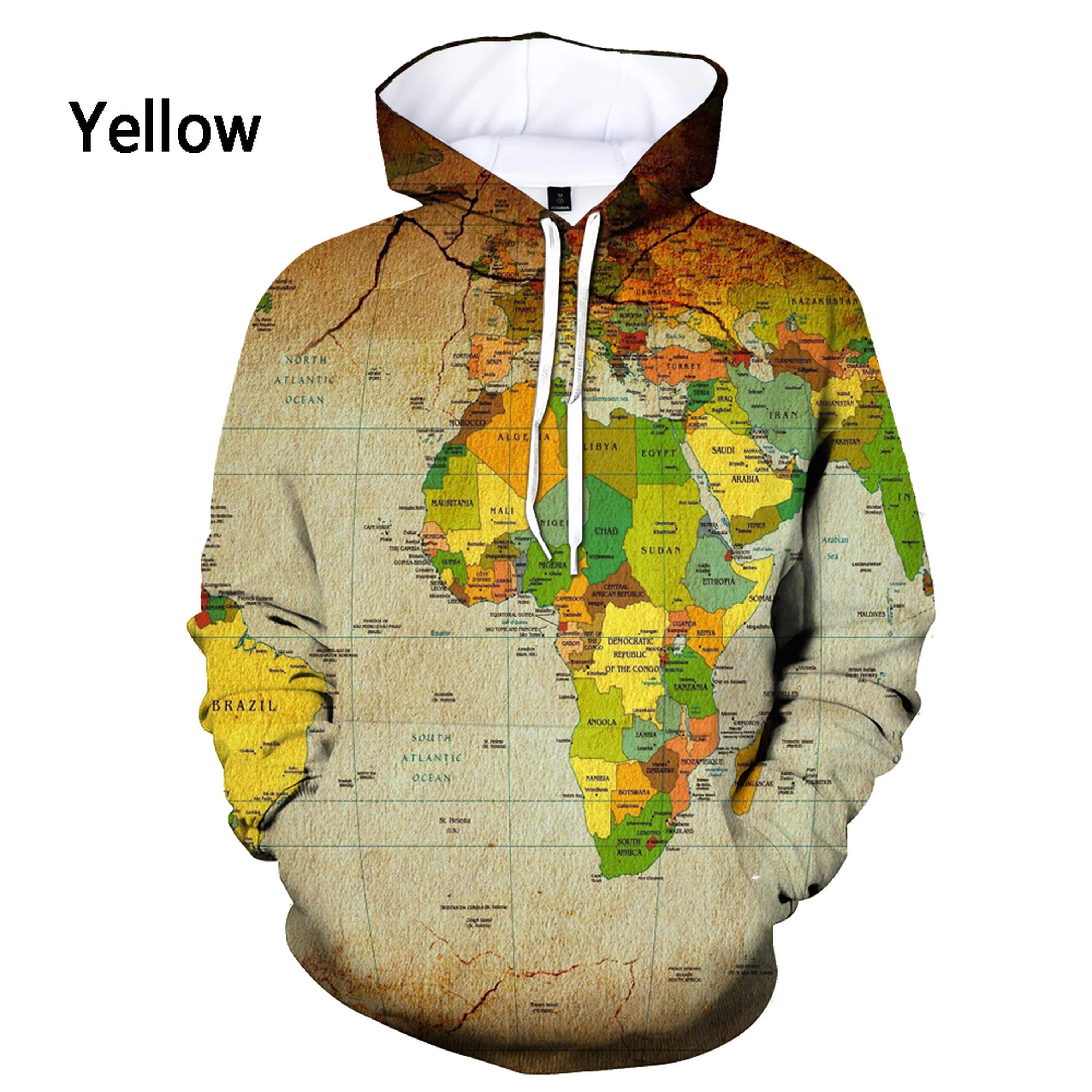 Men/women Fashion World Map 3d Printed Hoodie Funny Pullover Casual Sweatshirt Hooded Tracksuits