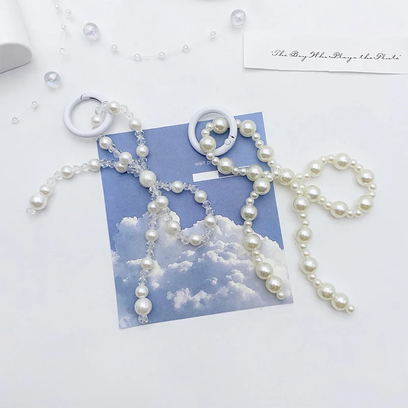 

Брелок с бантом Женский, милый корейский брелок ручной работы с искусственным жемчугом, украшение для сумки с кулоном