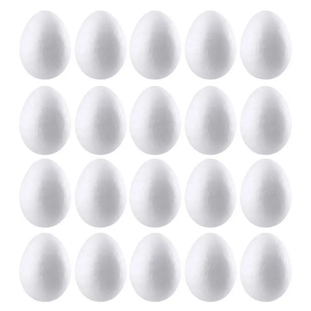 

20Pcs/Bag Easter Decor White Foam Eggs Easter Polystyrene DIY Easter Simulation Egg Hanging Easter Decorations