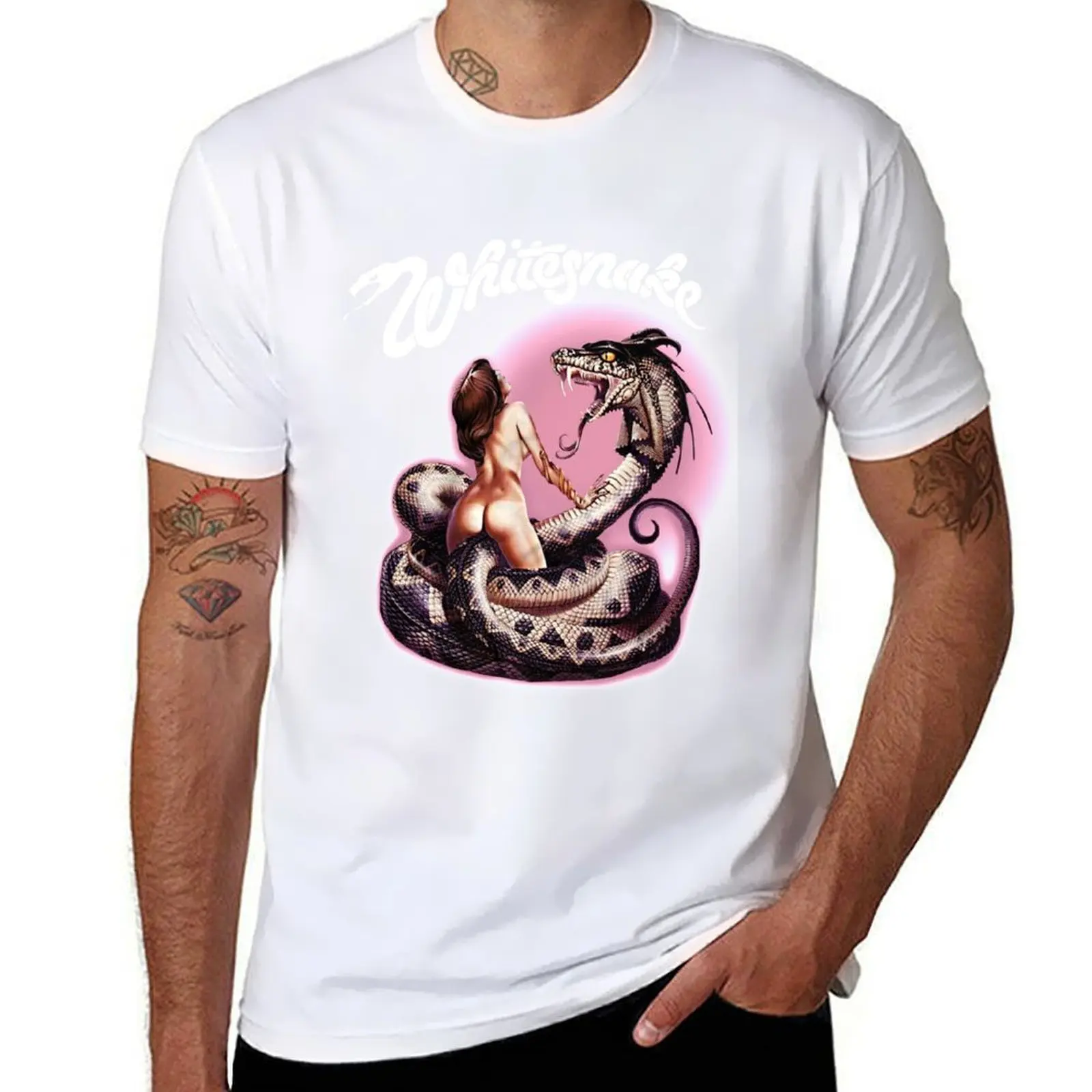 

Girl and snake whitesnake art band gift for fans T-Shirt cotton t shirts man 100% mens graphic t shirts T-Shirt