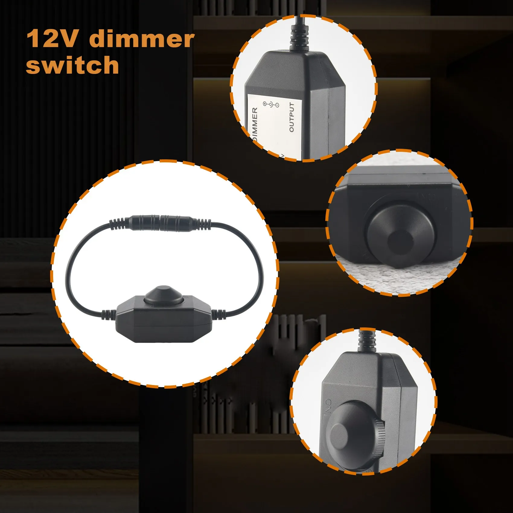BHBL LED Bar Light Dimmer, DC 12V-24V 6A Dimmer Switch, Suitable for LED Bar Light, LED Rope Light 3528, 5050, 5630 (Black)