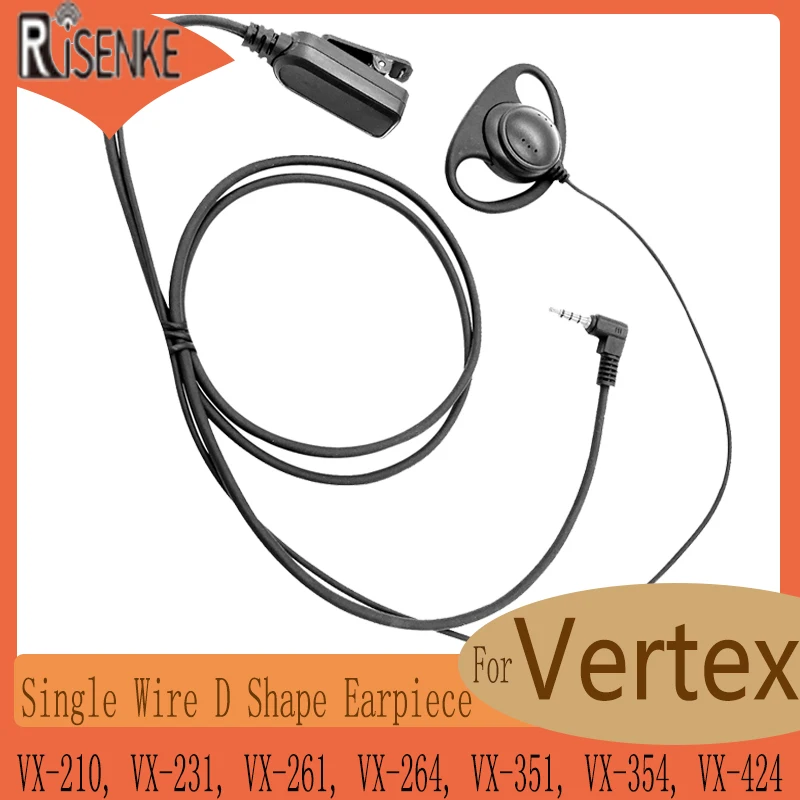 RISENKE Single Wire D Shape Earpiece Headset with Mic for Vertex VX-210, VX-231, VX-261, VX-264, VX-351, VX-354, VX-424