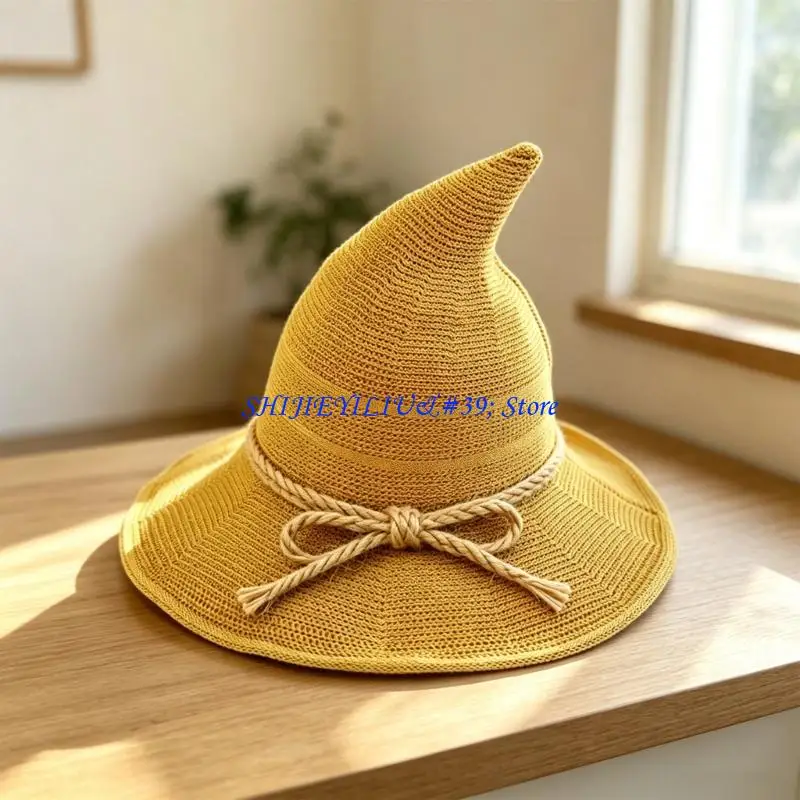 E21F Polyester Costume Hat with Pointed Top for Halloween Stage Performances