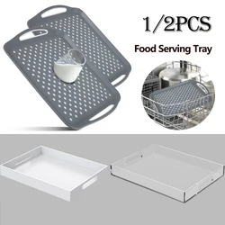 1/2Pcs Food Serving Tray with Handle Rectangle Non-Slip Plastic Dinner Trays Platter Dishwasher Safe Lap Trays for Home Kitchen