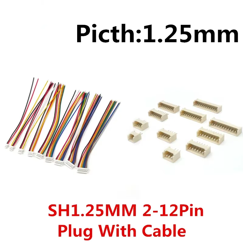 10 Sets/lot Micro JST 1.25mm 2P 3P 4P 5P 6P 8Pin 9Pin 10Pin Female Connector Plug + Male Plug With Wire 10/20/30CM