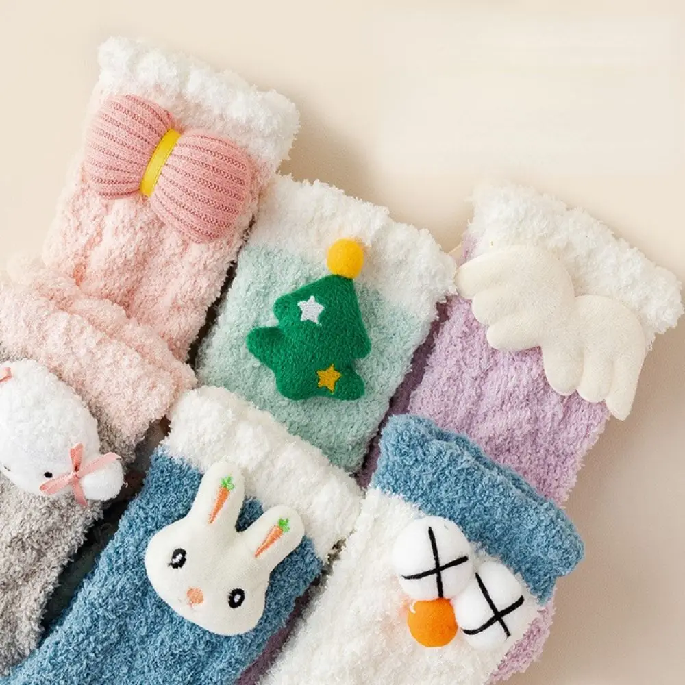 Cute Winter Home Comfortable Fluffy Breathable Floor Socks Student Socks Women Thicken Socks Coral Fleece Socks