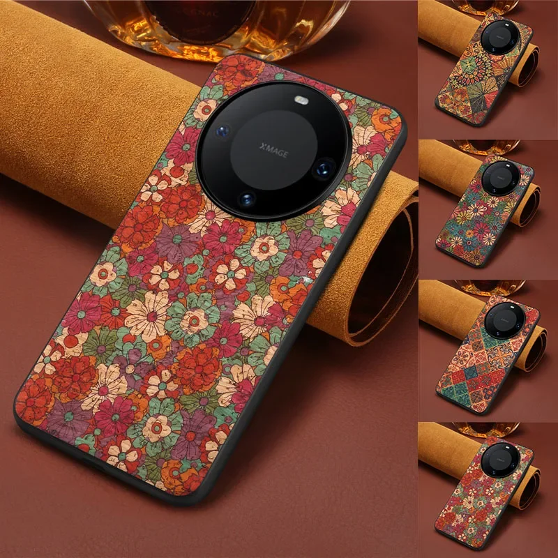 

Luxury Flower Figure Retro Leather Case For Huawei Mate 70 60 50 40 30 P60 Pura 70 Pro Nova 12 Nova 11 Pro Shockproof Back Cover