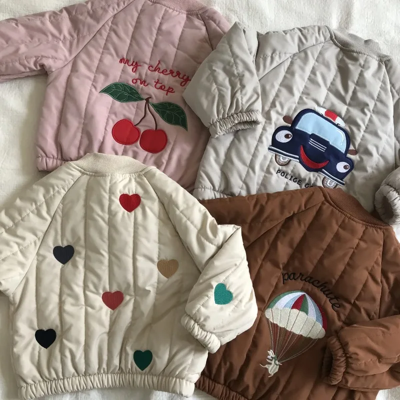 

Children's Cotton Padded Jacket Winter Velvet Parkas Baby Boys Warm Embroidery Outerwear 2025 Autumn Winter Girls Coat