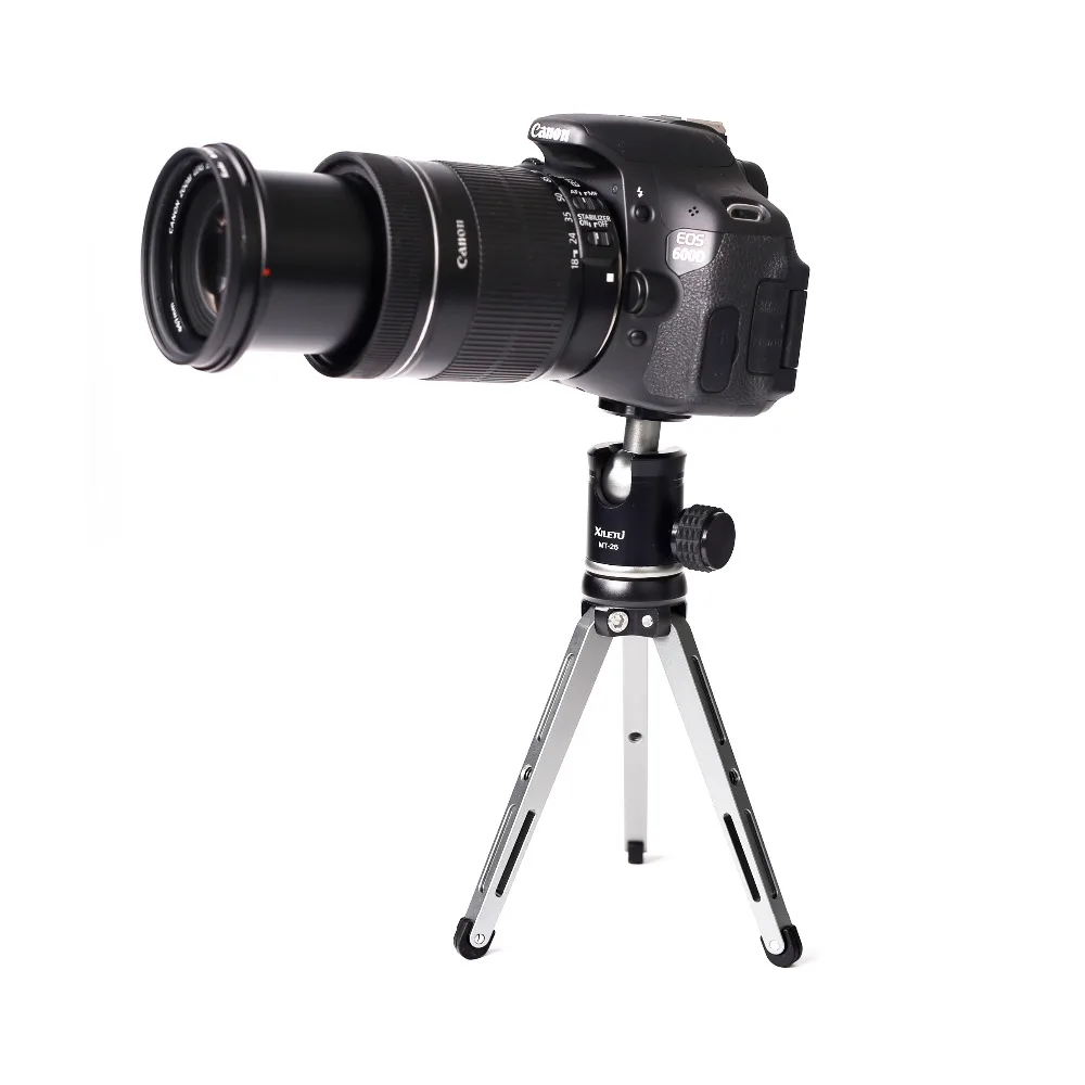 XILETU MT26+XT15 Aluminum Alloy Desktop Bracket Mini Tabletop Tripod with Ball Head For DSLR Camera Mirrorless Camera Smartphone