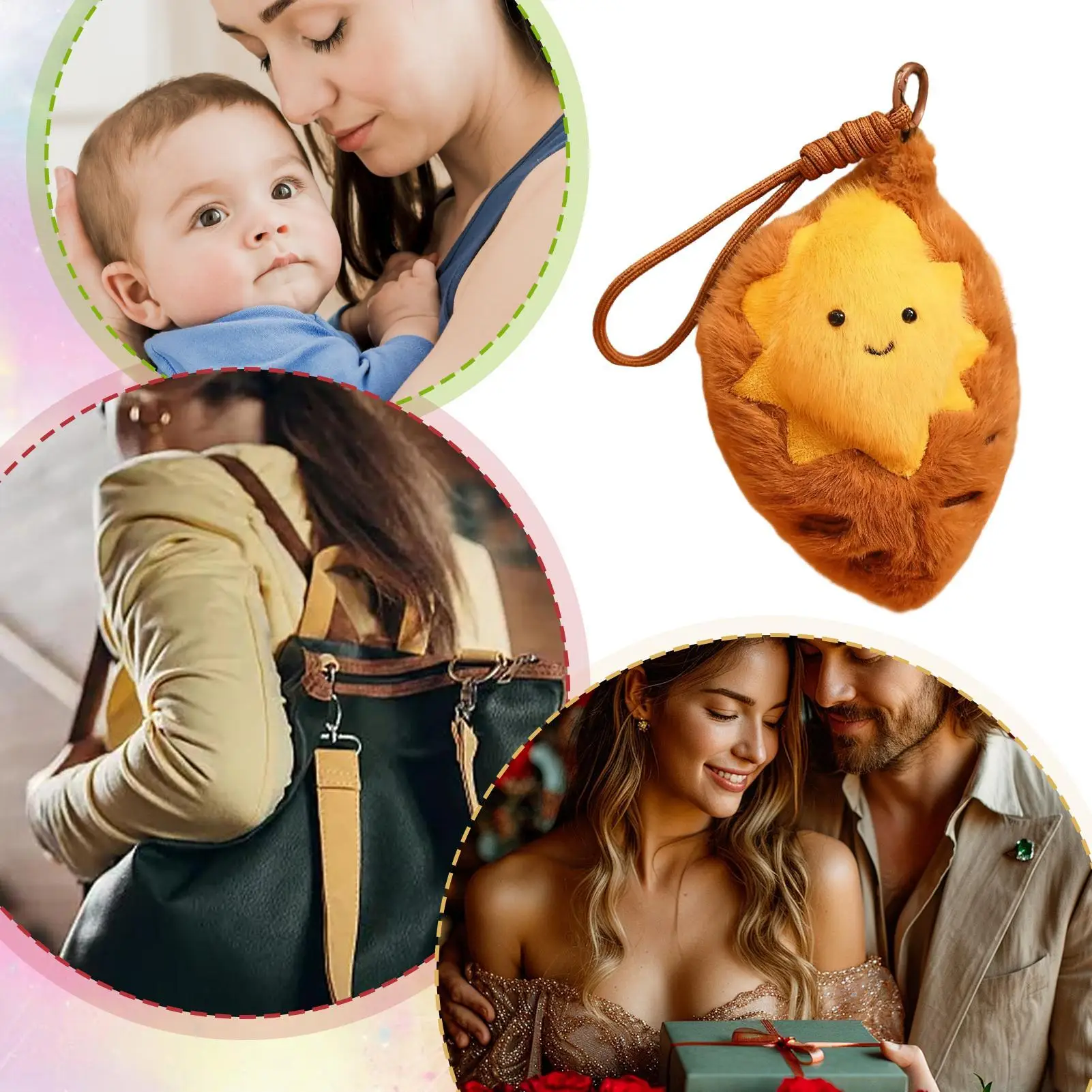 Saco de pelúcia pingente pele-amigável adorável realista recheado estatuetas de batata doce assado para mulheres homens criança meninos meninas vivendo